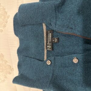 Neiman Marcus Blue Zip Up Sweater